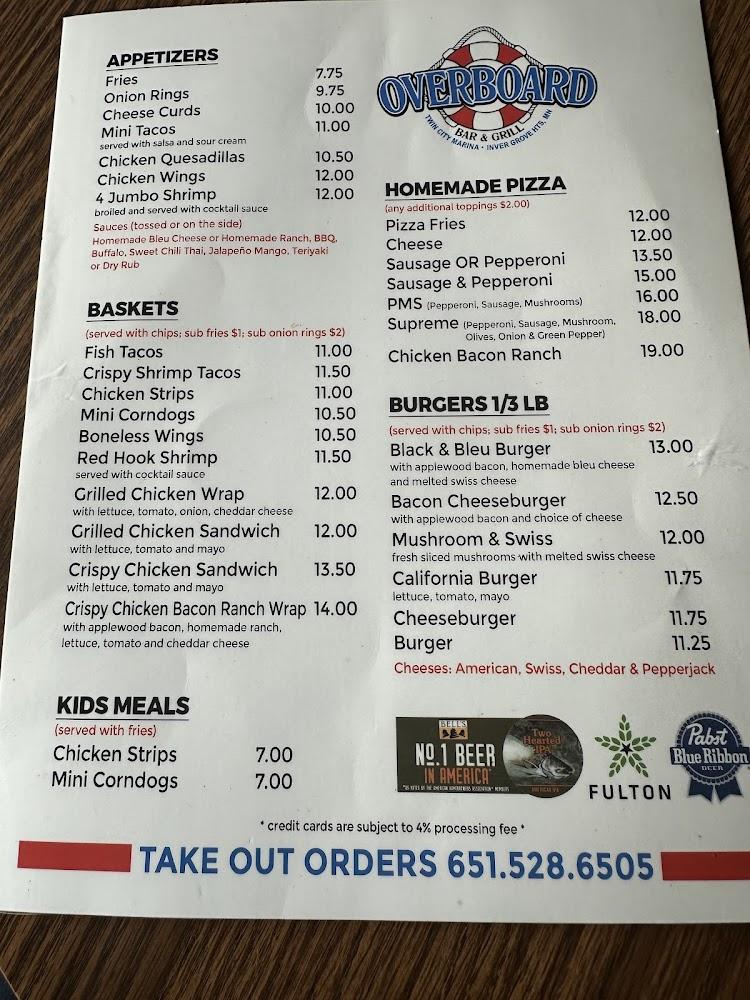 Overboard Bar & Grill Menu image 1